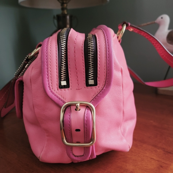Coach 13382 Bonnie Satchel Pink Colorblock Leather Shoulder Bag Y2K - Picture 3 of 16